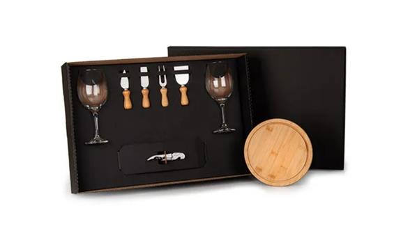 Kit Queijo E Vinho Com Abridor Saca Rolhas