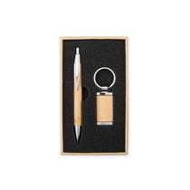 Kit Caneta e Chaveiro Bambu