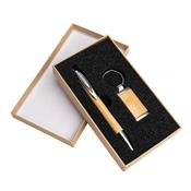 Kit Caneta e Chaveiro Bambu