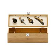 Conjunto para vinho em bambu e zinco