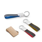 Chaveiro de Couro Sintético e Metal  com Mosquetão