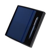 Kit escritório contendo, caderno A5 com elástico e Caneta Metálica