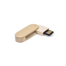 Pen Drive Giratório Oval de Bambu