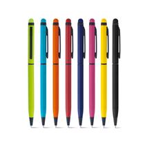 Esferográfica de alumínio com ponteira touch.